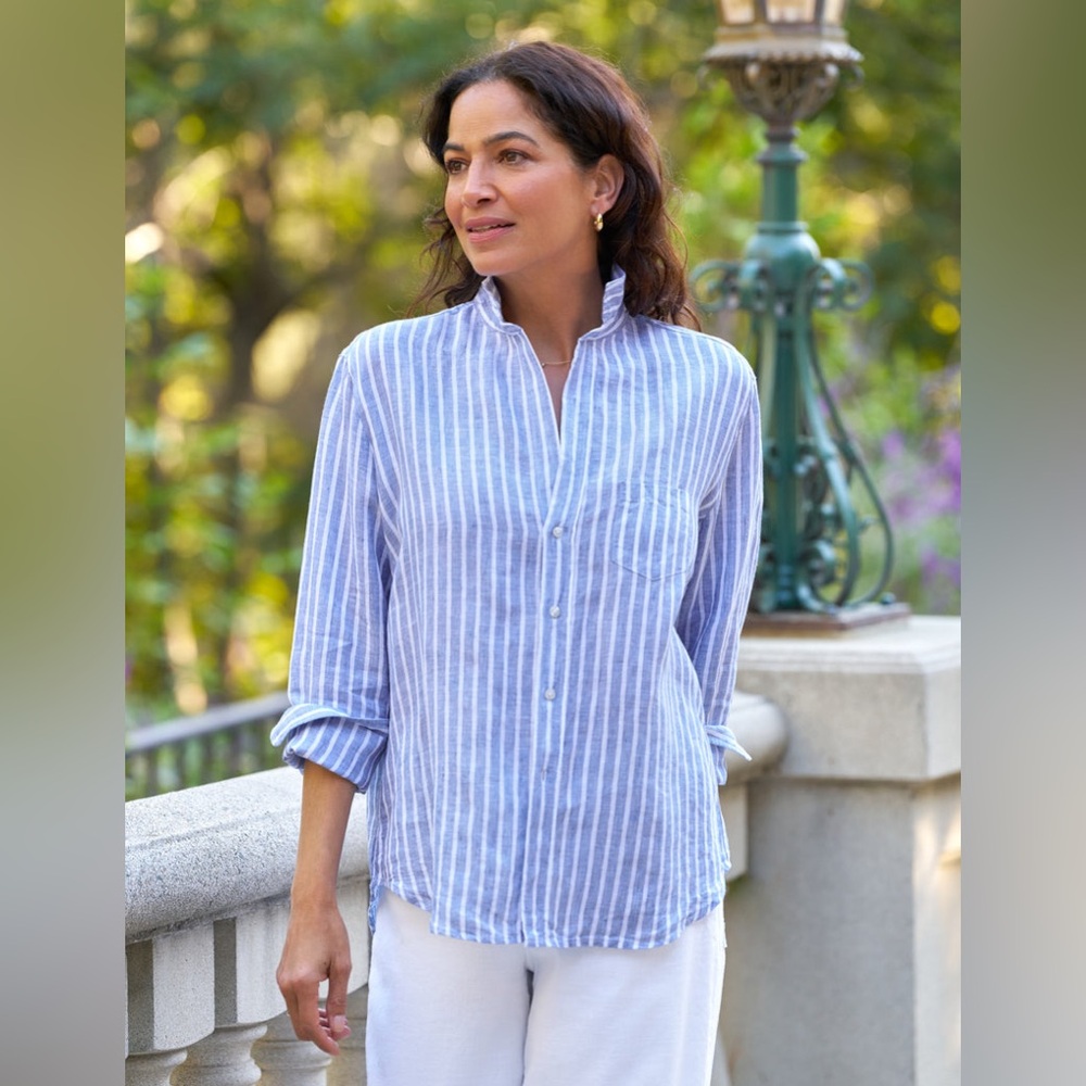 Frank & Eileen Blue and White Striped Button-Down Shirt